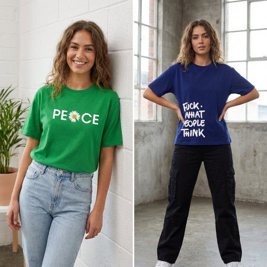 'Peace' Green & Navy Casual Combo - Pack of 2